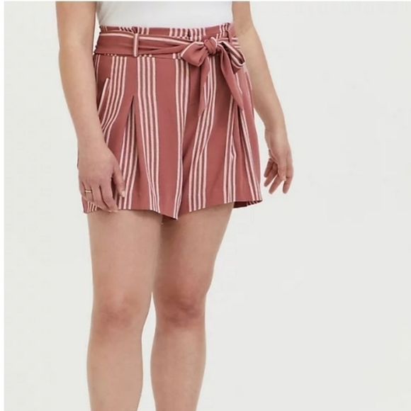 torrid Pants - Torrid women's striped twill shorts with paperbag waist and belt